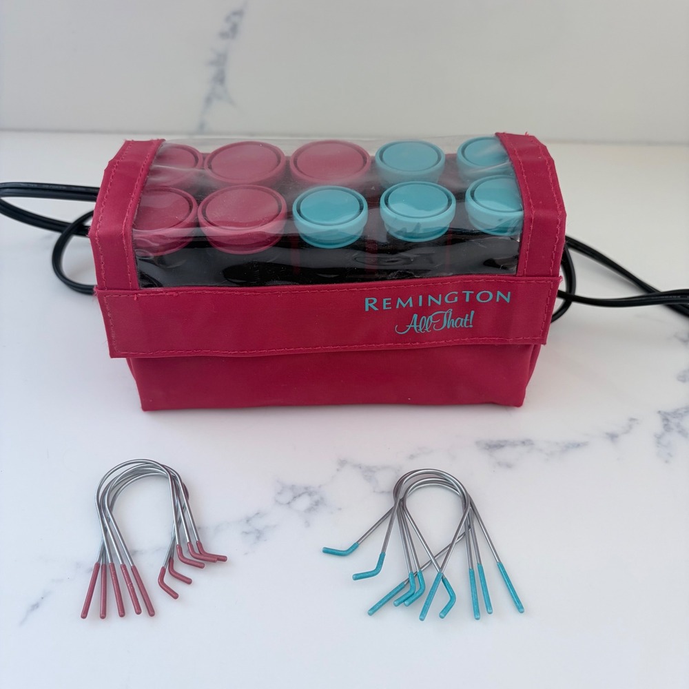 Remington All That! Travel Hot Roller Set Pink Teal 10 Rollers with Clips works